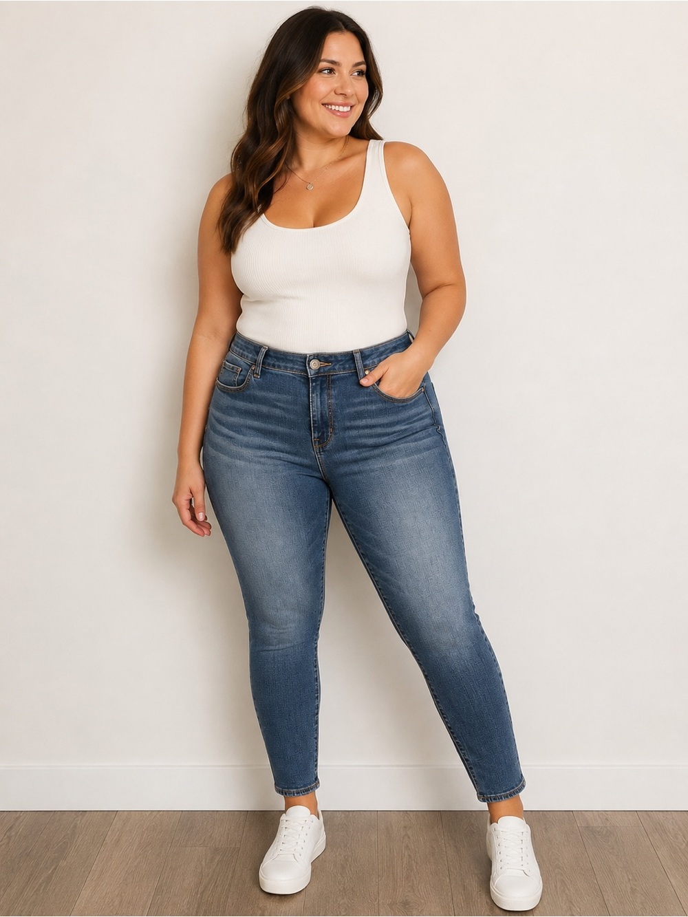 American Eagle Outfitters High-Rise Ankle Jeans in Medium Blue